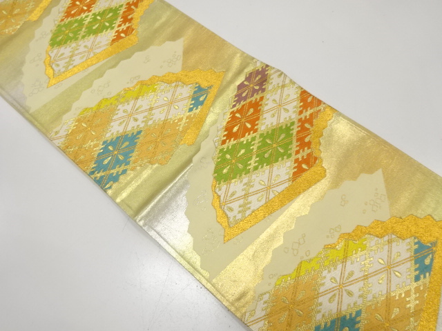 JAPANESE KIMONO / ANTIQUE FUKURO OBI / SILK / WOVEN JIGAMI PATTERN